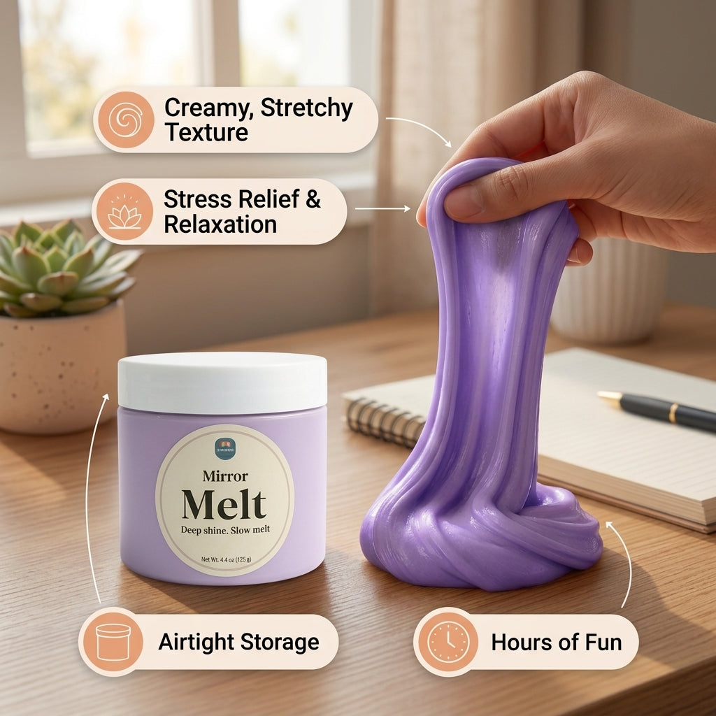 Mirror Melt – Ultra  Premium Thick & Glossy Slime (High-Shine & Deep Clicks)